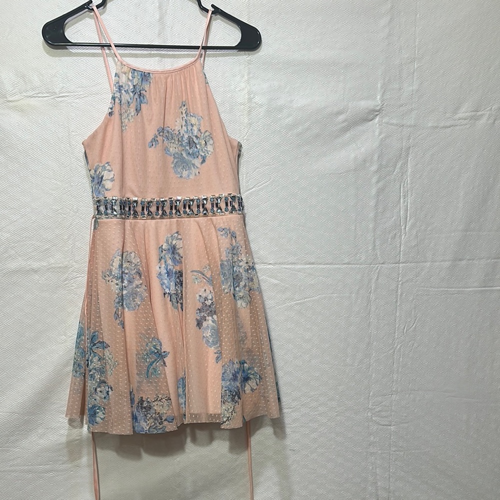 Pink Floral Halter Sundress Casual